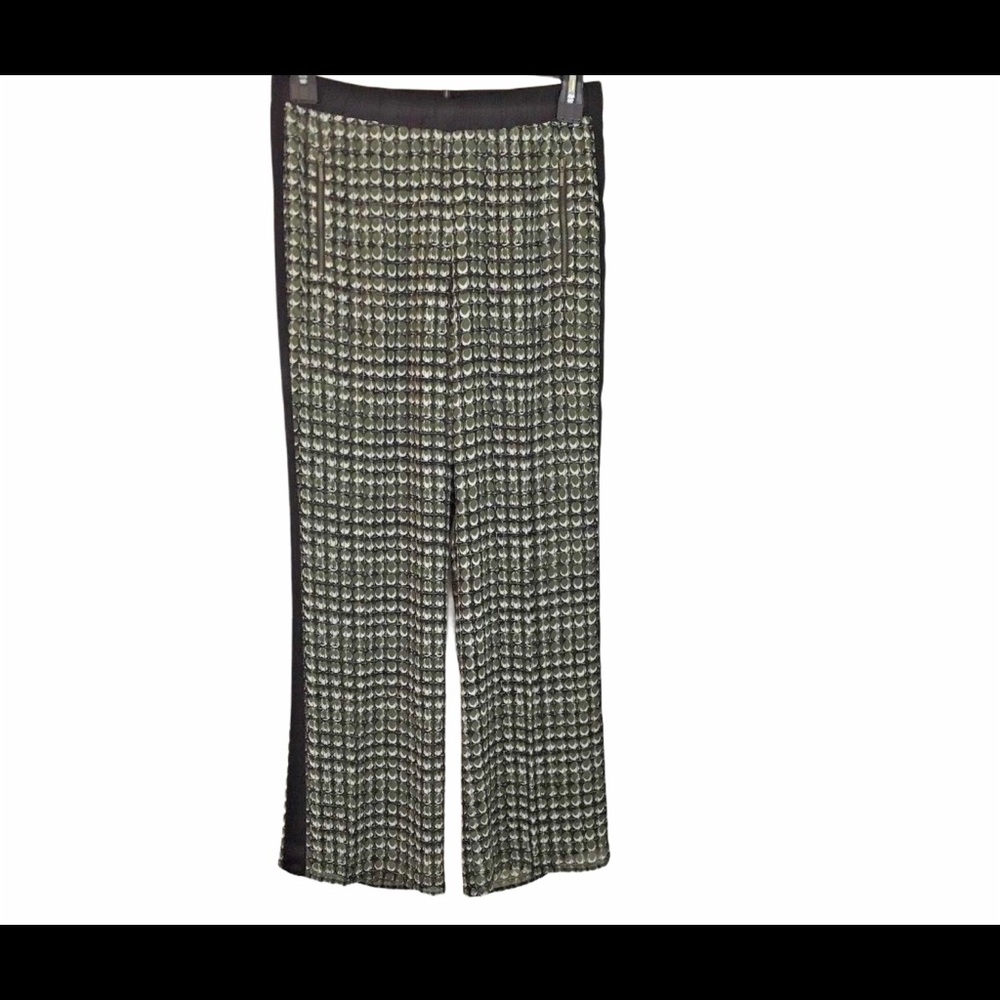 Nic+Zoe Women's Black, White Green Pattern Pants